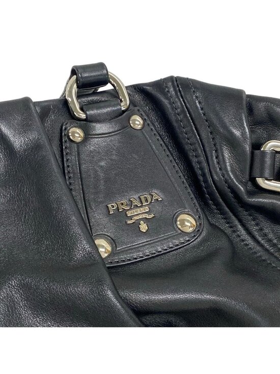 Prada 2-way tote/shoulder bag, 1BG507, in soft calf leather  Prada Tote Black Leather Tag 2-Way